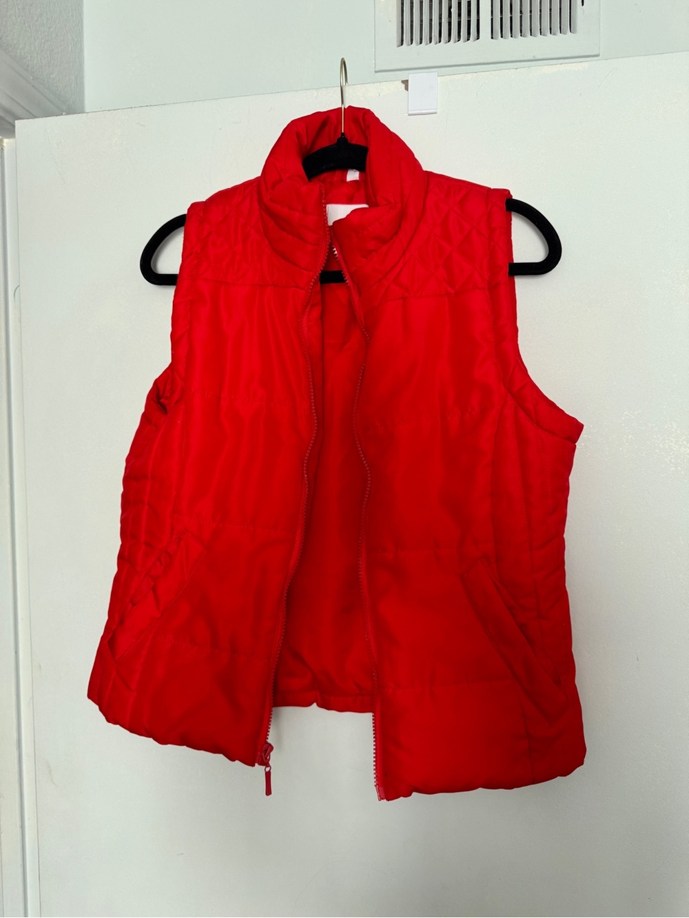 Women's Quilted Red Puffer Vest - Lightweight Layering